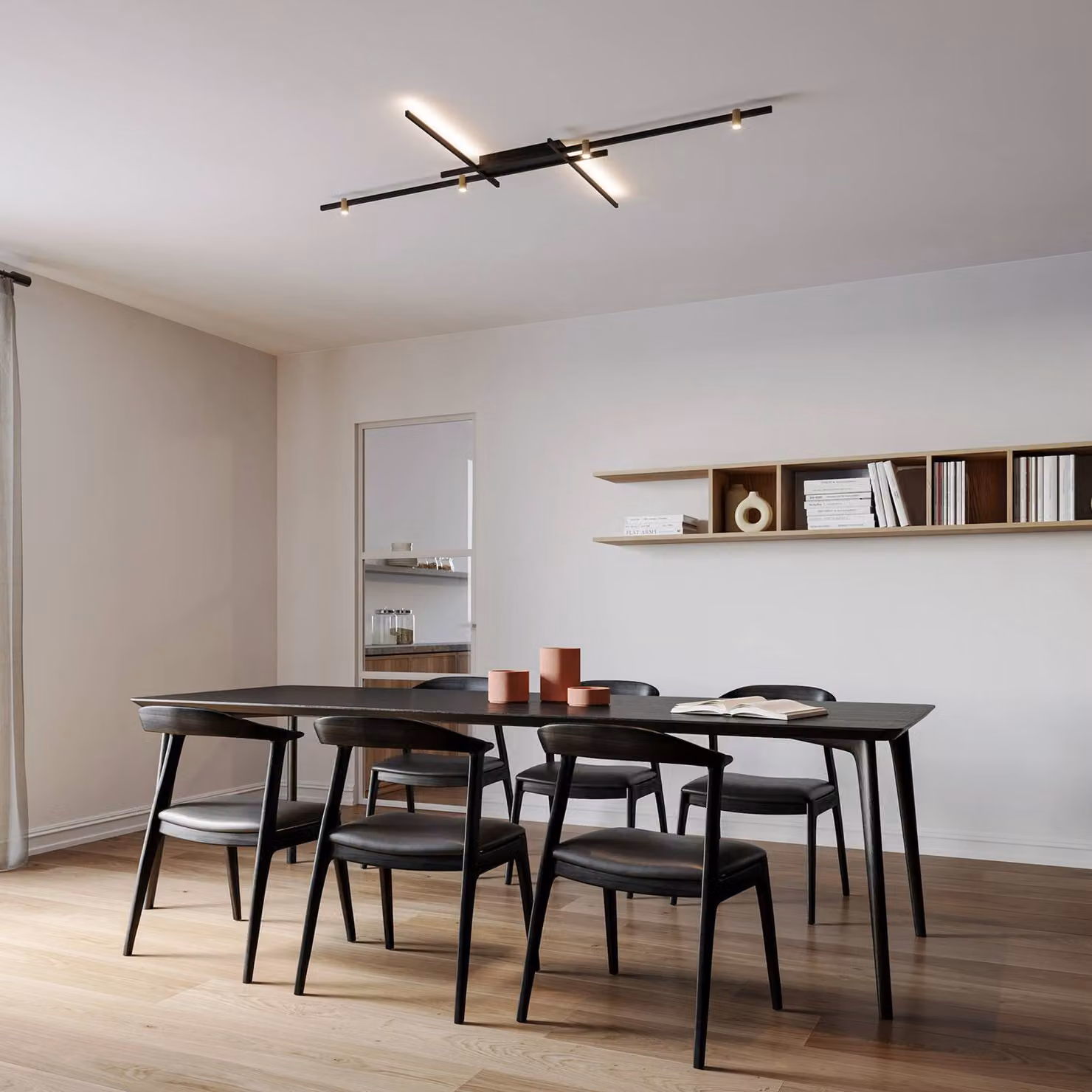 Wever & Ducré Lighting Plafoniera soffitto Trace Grid 2.0, dimmerabile, Nero, Soggiorno / Sala da pranzo, Alluminio, Moderno, Plafoniera