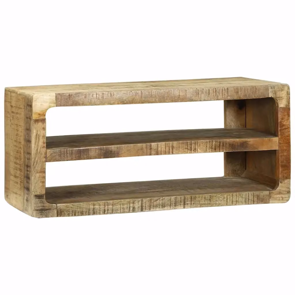 Mobile TV moderno vidaXL in legno massello di mango marrone L 80 x P 32 x H 36 cm – 2