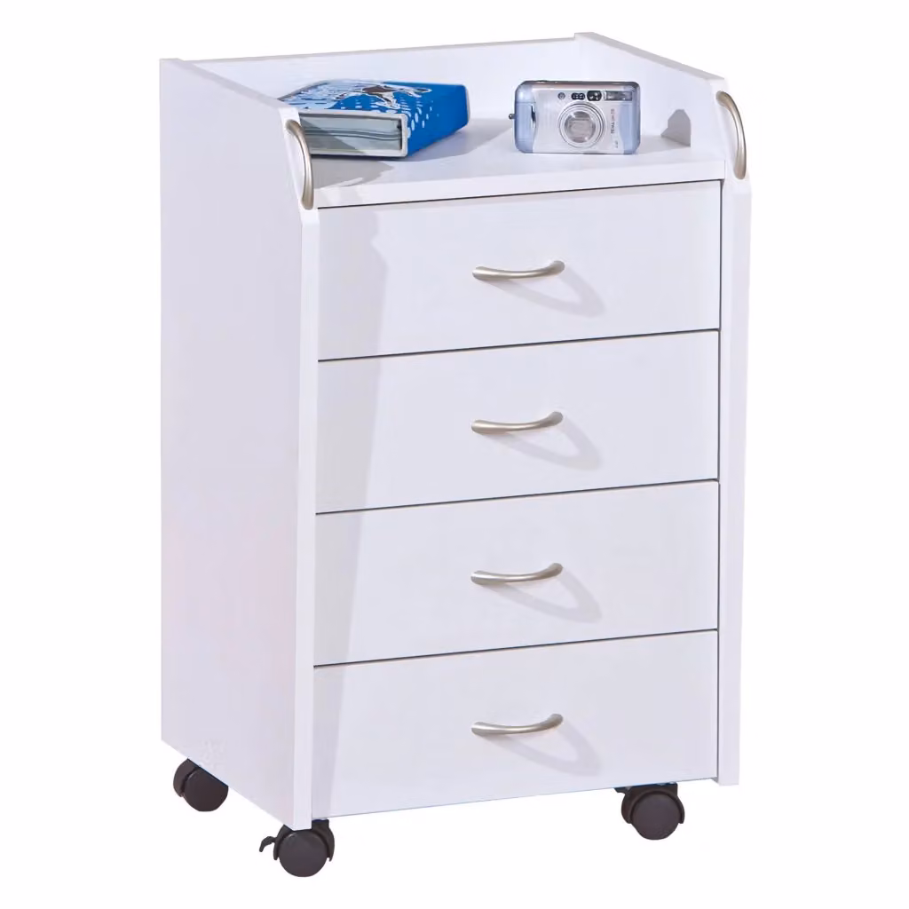 Cassettiera DMORA con 4 cassetti, design moderno, colore bianco, L: 40 cm, P: 36 cm, H: 65 cm – 2
