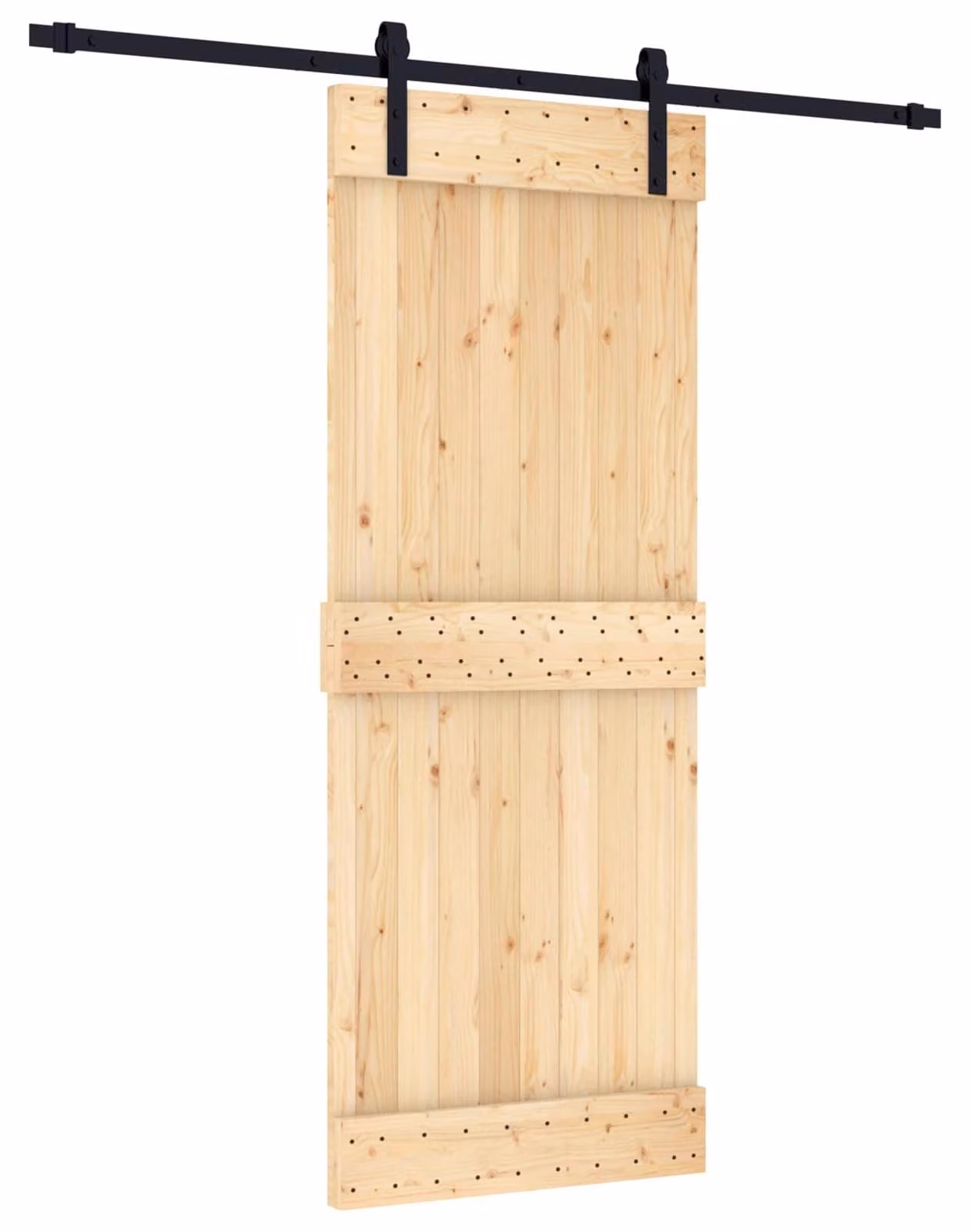 Porta scorrevole Naturale e Nero 80 x 210 cm