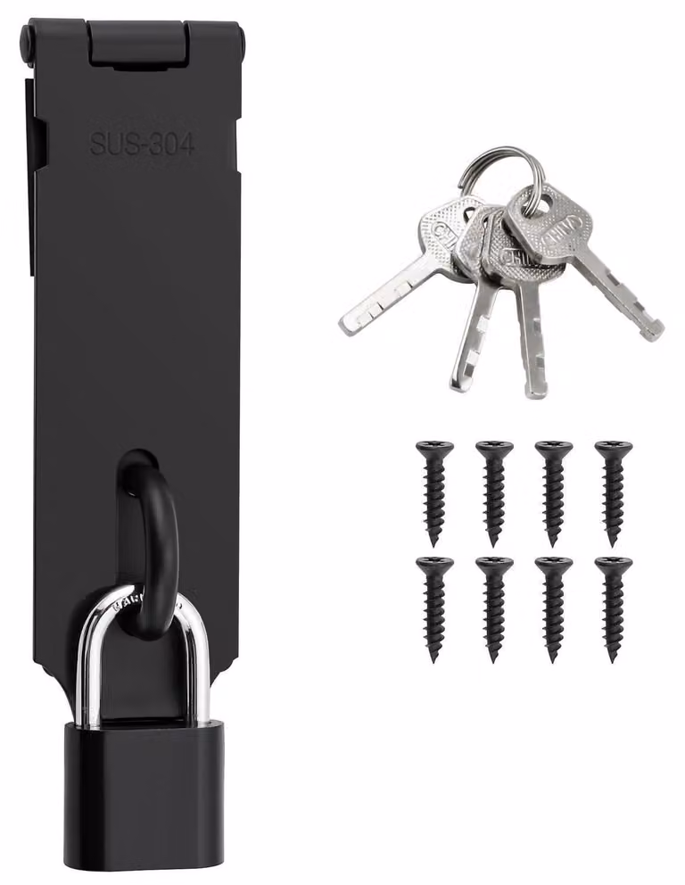 Gancio di sicurezza in acciaio inossidabile nero, 165 mm, serratura a gancio, fermo di sicurezza