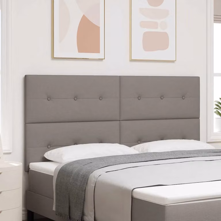 Testiera Letto con LED vidaXL in Tessuto e Legno di Pino, Beige o Grigio, L: 180 cm, H: 128 cm, P: 7 cm