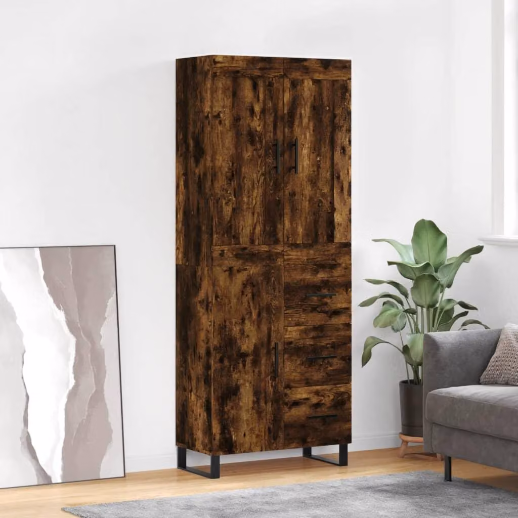 vidaXL Credenza rovere affumicato 69,5x34x180 cm materiale a base di legno