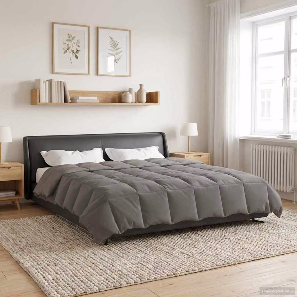 vidaXL Piumone Invernale in Microfibra Traspirabile e Reversibile, Grigio Chiaro, L 240 x P 260 cm