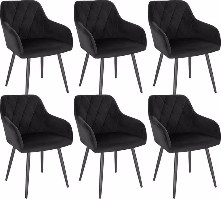 Sedia da pranzo Rootz Velvet - Sedia con braccioli - Seduta imbottita - Gambe in metallo robuste - Design ergonomico - 44 cm x 42,5 cm x 62 cm