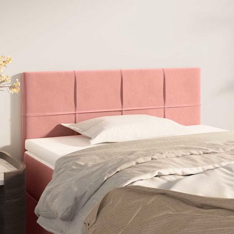 Testiera per letto vidaXL in velluto rosa con struttura in legno e MDF, L: 80 cm, P: 5 cm, H: 78-88 cm