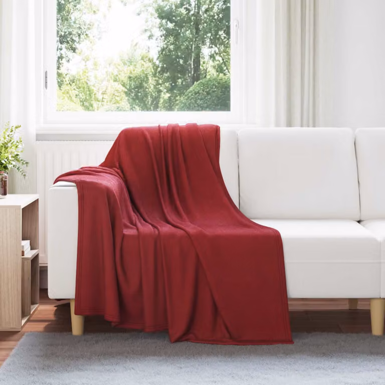 Set di 24 coperte in pile vidaXL rosso, morbide e lavabili, 170 x 130 cm