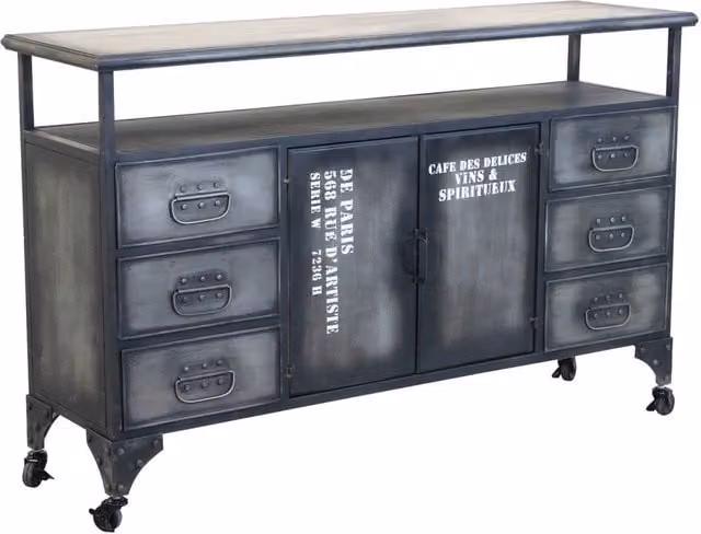 Madia per soggiorno Industrial in Acciaio cm 132 5x37 5x82 - HIRAM