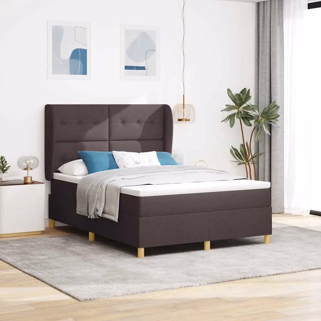 Letto ibrido con testiera vidaXL in tessuto marrone L: 140 cm, P: 190 cm, H: 193 cm
