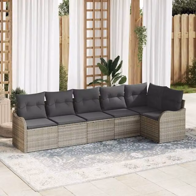 Set Divano da Giardino Grigio chiaro polyrattan 3345722