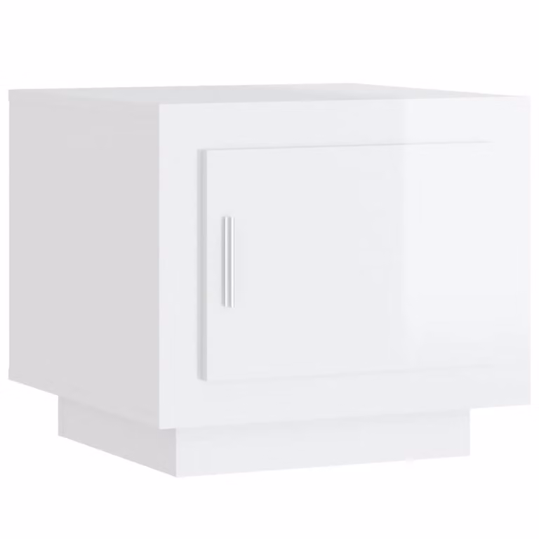 Tavolino Salotto Bianco Lucido 51x50x45 cm in Legno Multistrato