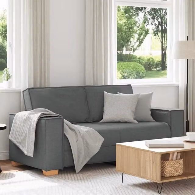 Divano a 2 posti moderno vidaXL in tessuto grigio con cuscini inclusi L: 180 cm, P: 78 cm, H: 84 cm