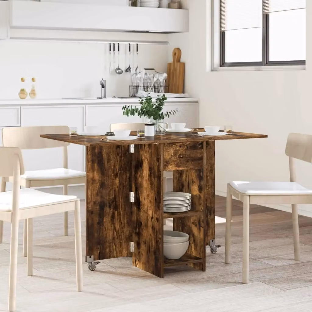 Tavolo da pranzo e cucina moderno rettangolare in MDF laminato marrone L: 115 cm, P: 70 cm, H: 75 cm – 2