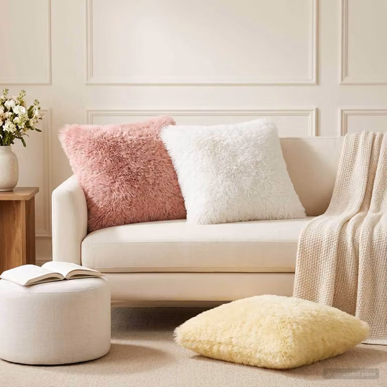 Set di 6 federe vidaXL HEERLEN in pile rosa, L 45 x P 45 cm