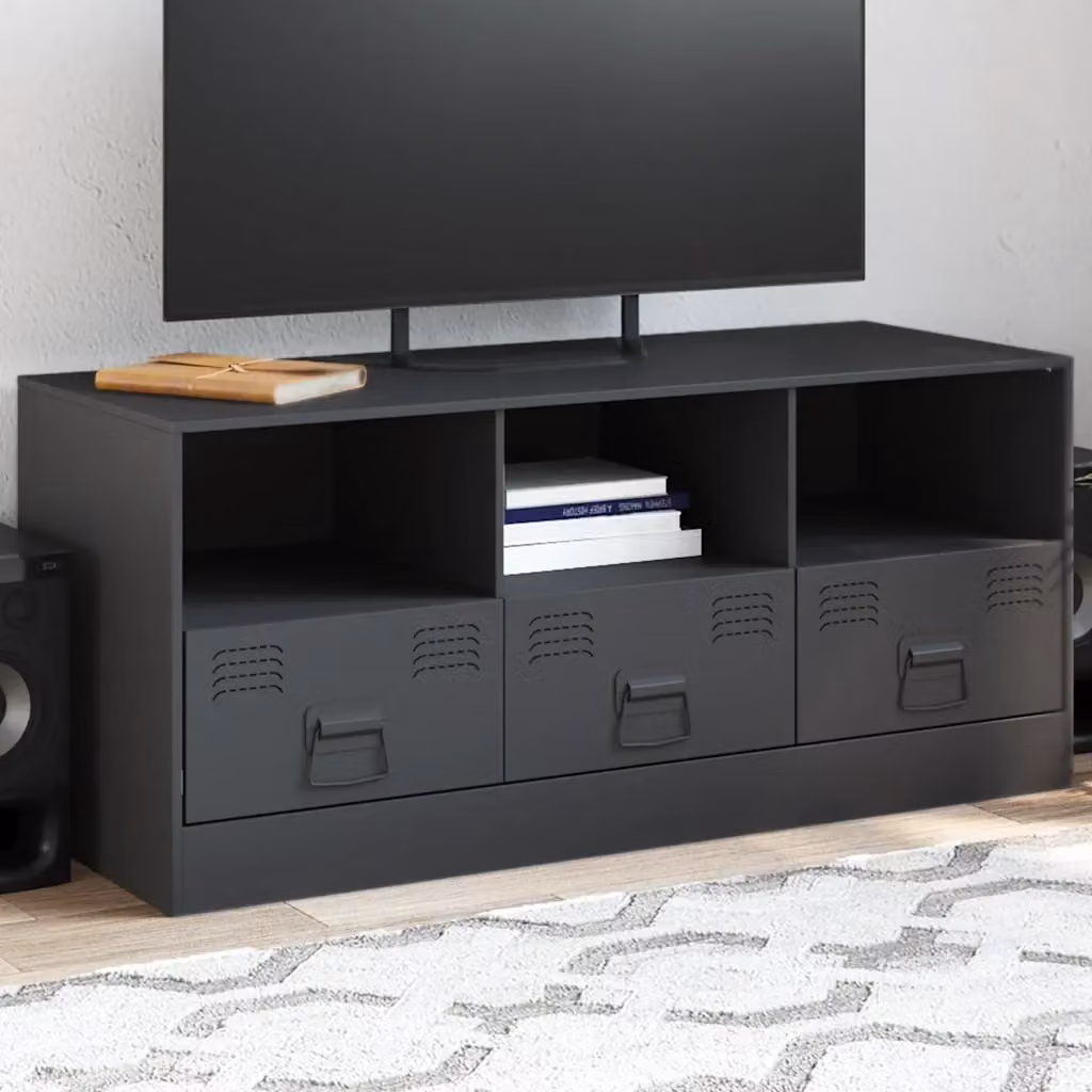 Mobile porta TV moderno in acciaio color antracite L: 99 cm, P: 39 cm, H: 44 cm – 2