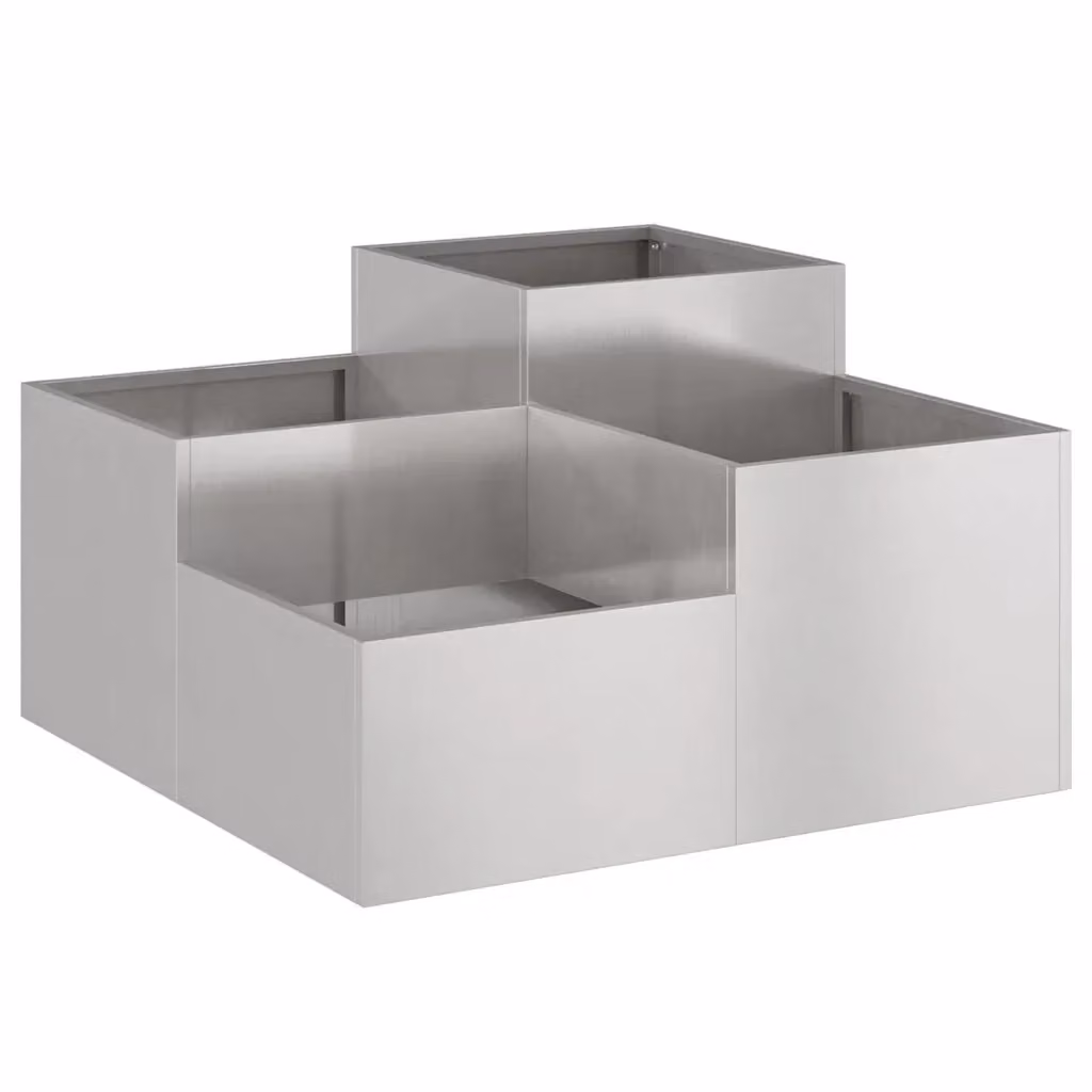 Fioriera da esterno vidaXL in acciaio inossidabile argento per giardino, L: 80 cm, P: 80 cm, H: 48 cm – 2