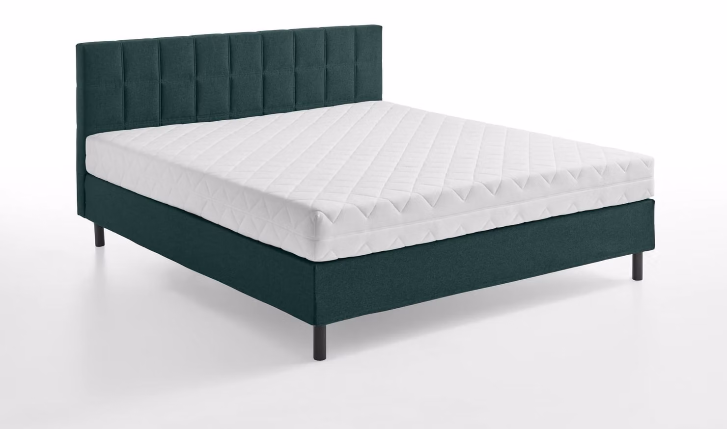 Letto contenitore con rete a molle Bonell H3, dimensioni 160x200 cm, in legno massello, colore verde