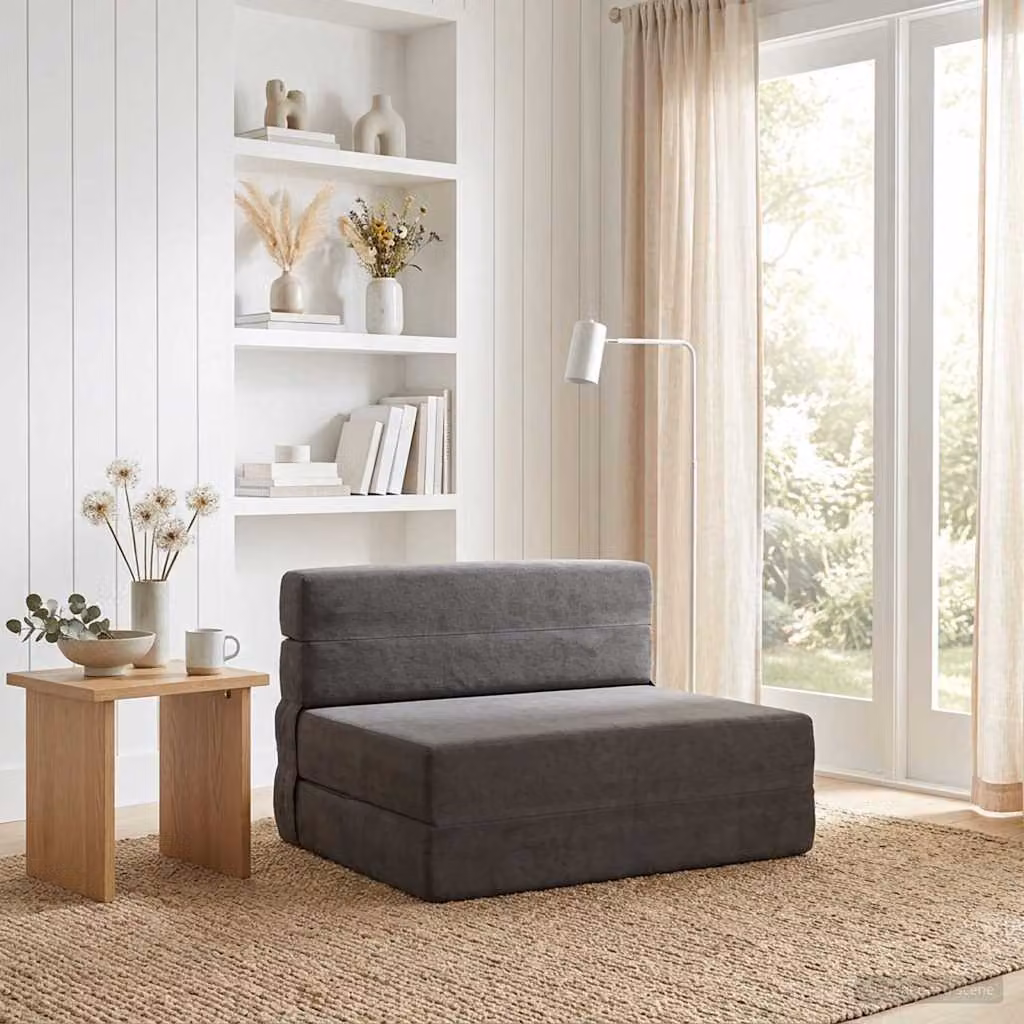 vidaXL Divano Letto Pieghevole Moderno in Tessuto Grigio L: 70 cm, P: 72 cm, H: 60 cm