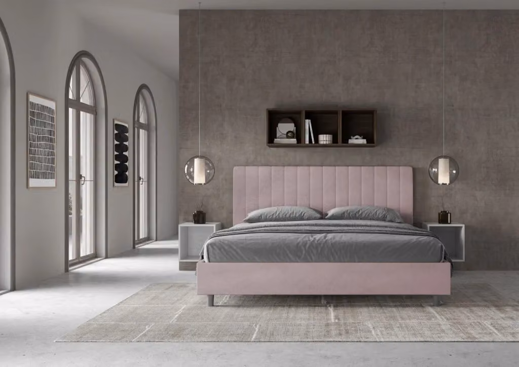 Letto matrimoniale king size BS COM con rete imbottita in microfibra colore glicine L/P/H: 230 x 190 x 210 cm – 2