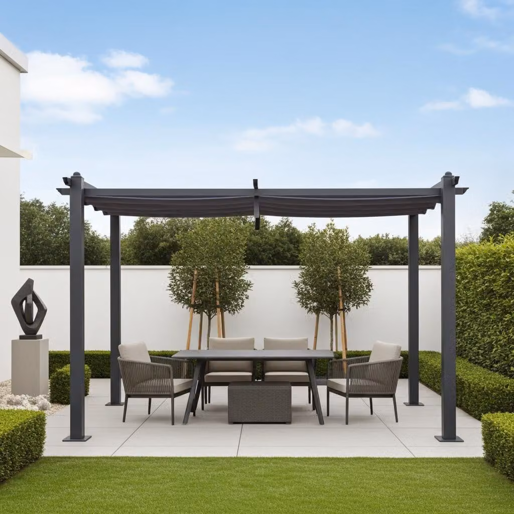 Gazebo da giardino 3x4m Luxor alluminio antracite protezione UV protezione idrorepellente protezione solare per patio giardino ombra tenda da giardino