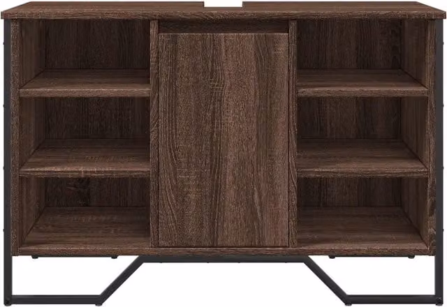 Mobile bagno moderno HELLOSHOP26 con vano contenitore sospeso in legno composito e metallo marrone L: 91 cm, P: 35 cm, H: 60 cm