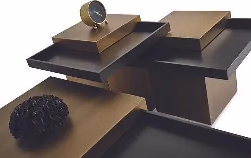 Modernes Couchtisch-Set Wohnzimmer Luxus Möbel 3x Holz Beistelltische