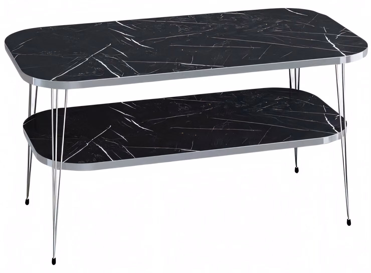 Moderner schwarzer Couchtisch aus Holz mit Edelstahl-Design