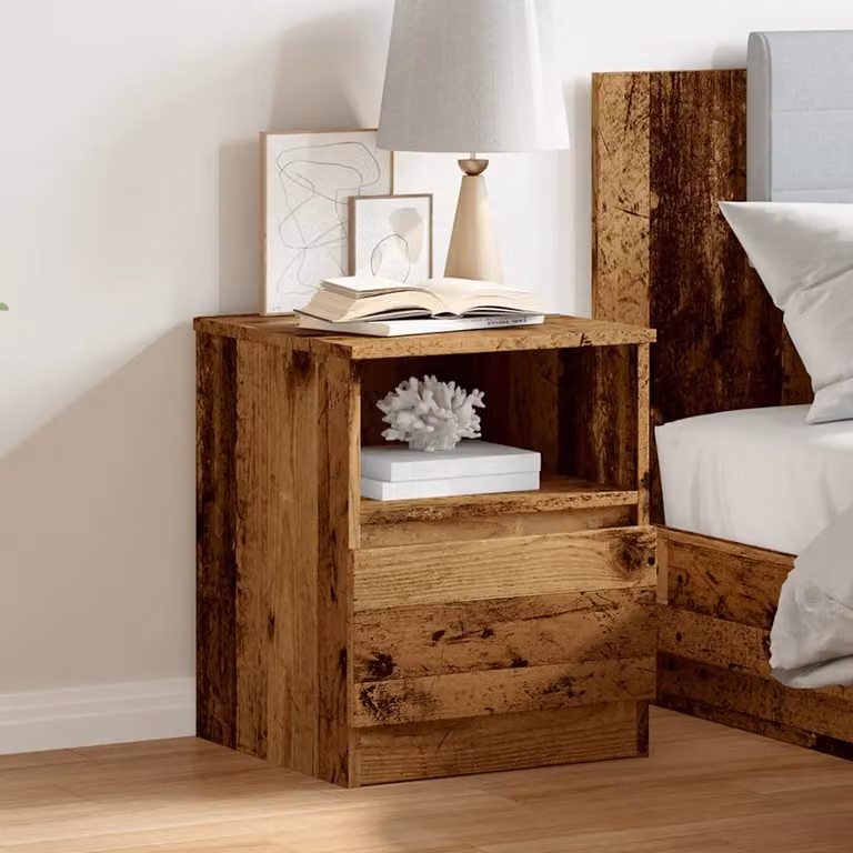 Comodino sospeso vidaXL in legno e metallo marrone classico L/P/H: 40 x 40 x 50 cm