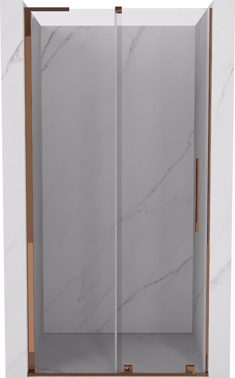 Mexen Velar L porte doccia scorrevoli 110 cm, trasparente, oro rosa - 871-110-003-01-60