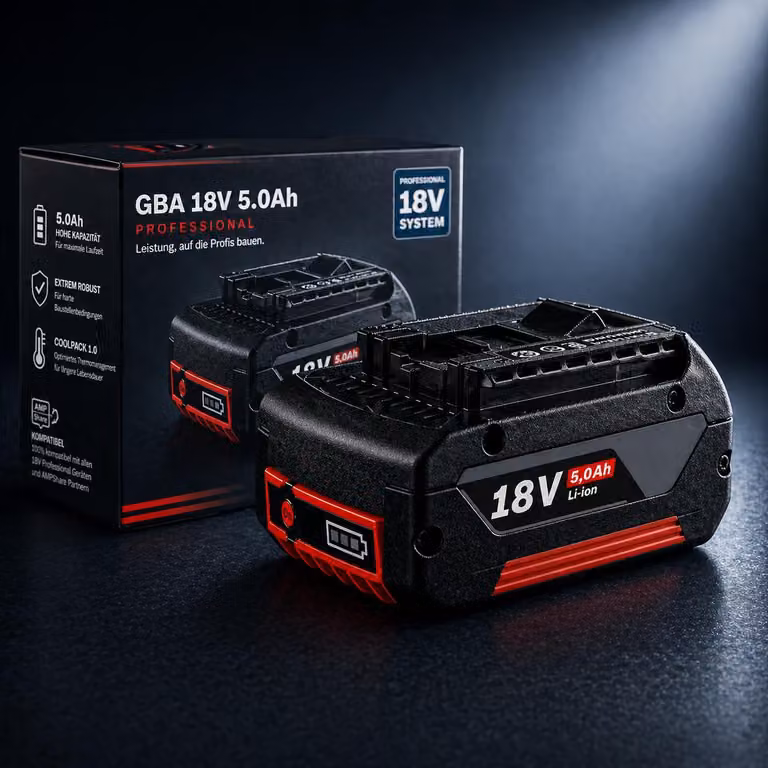 Batteria da 5,0 Ah per sistemi a 18 V, compatibile con GBA e Bosch Professional – Batteria di ricambio agli ioni di litio con indicatore LED e lunga autonomia