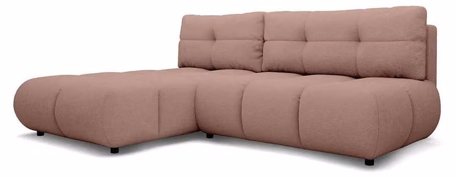 Divano angolare con funzione letto, modello Milorya, colore rosa antico, lato sinistro