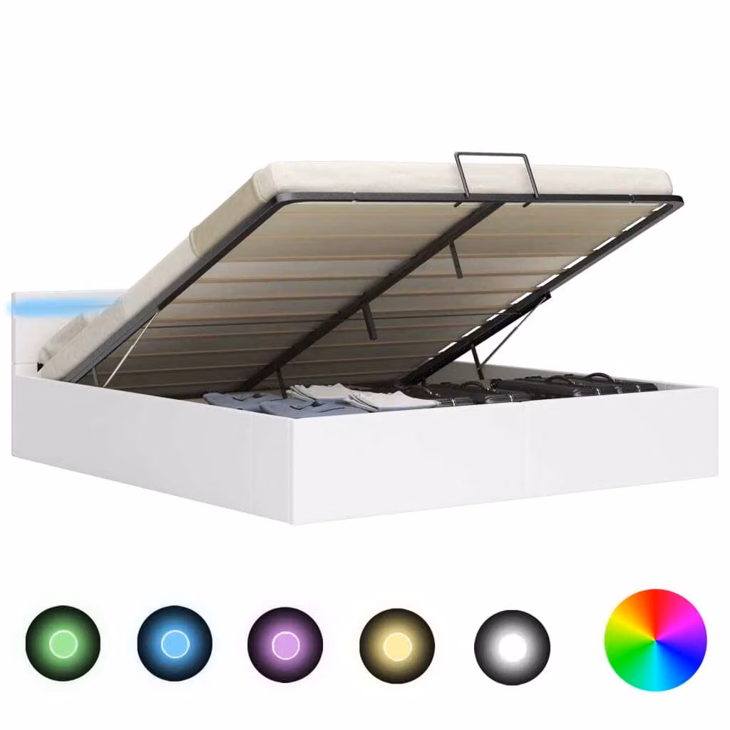 Giroletto Contenitore Idraulico LED Bianco Pelle finta 180x200cm