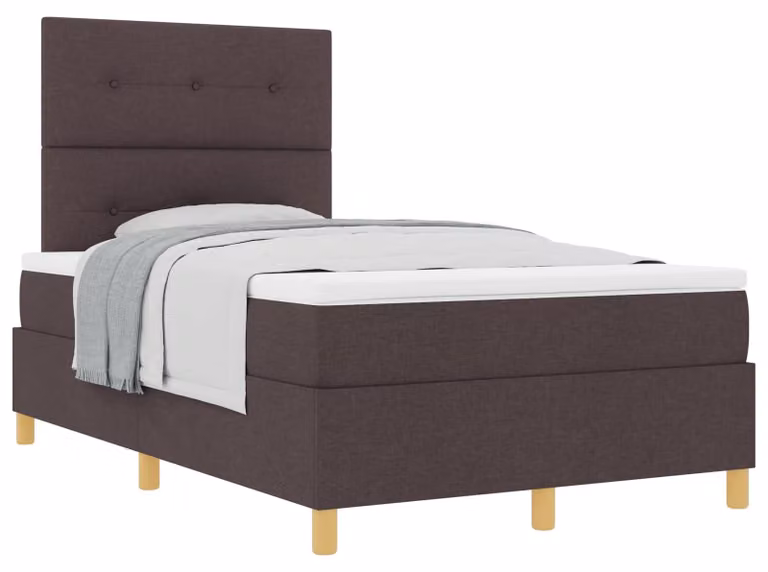 Letto a molle con testiera marrone scuro 120 x 190 cm in tessuto