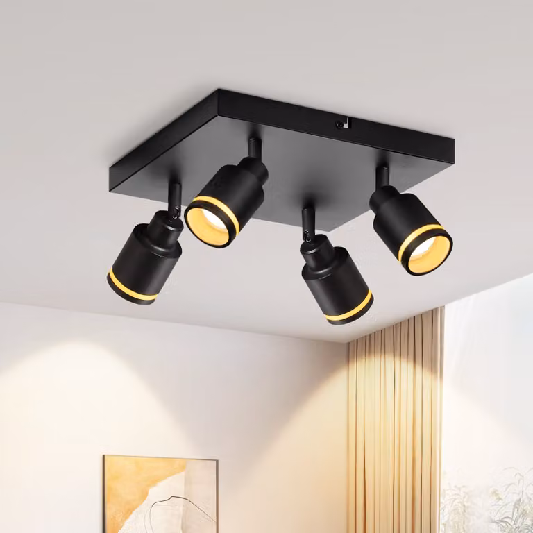 ZMH LED plafoniera 1 fiamma faretto da soffitto nero spot lampada da soffitto GU10 orientabile in metallo per corridoio cucina camera da letto, senza lampadine