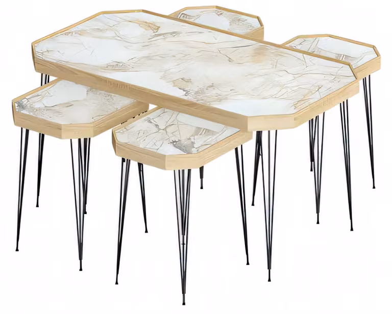 Couchtisch aus Holz in Beige modern eleganter Wohnstil