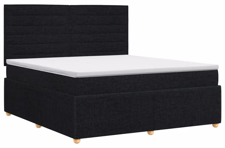 Letto a molle con materasso nero 140 x 200 cm in tessuto
