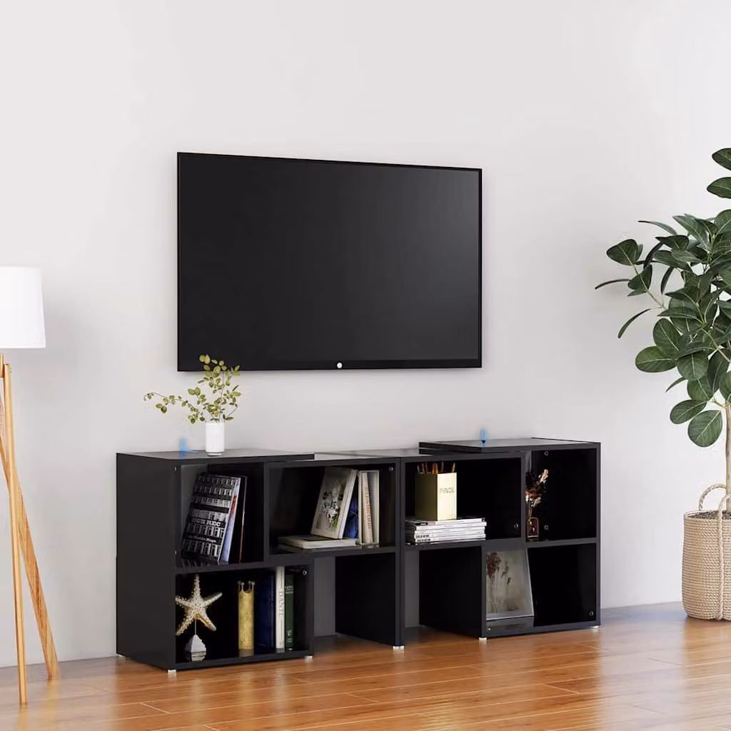 vidaXL Mobile Porta TV Nero Lucido in Legno Multistrato L 104 cm, P 30 cm, H 52 cm