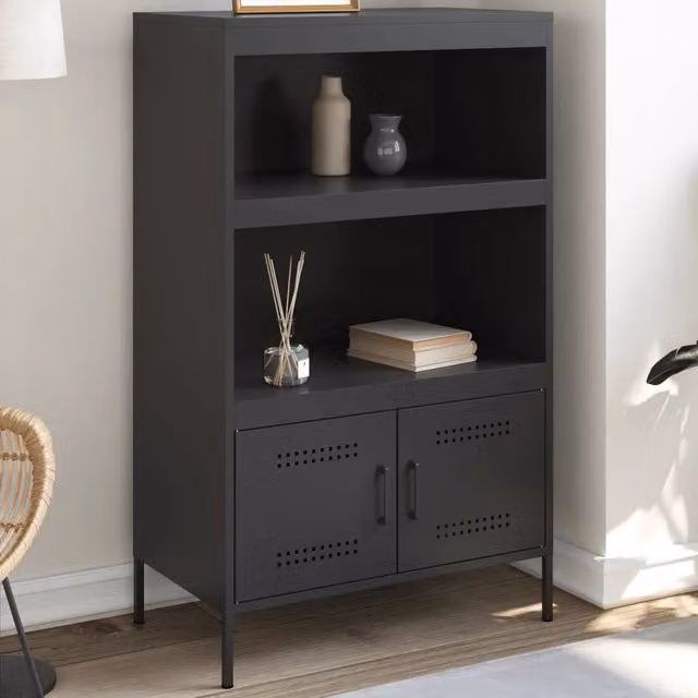 Credenza-Buffet-Armadio da cucina Nera 68x39x113 cm in Acciaio 862550