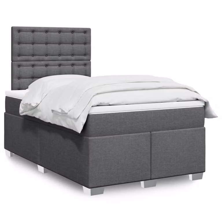 vidaXL Letto Ibrido con Materasso e Giroletto a Molle in Tessuto Grigio e Bianco L/P/H: 120 x 200 cm