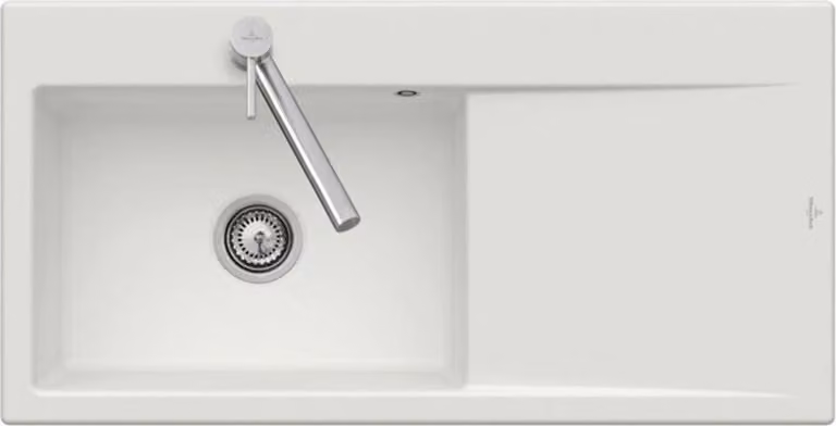 V&B lavello a filo Subway Style 60 Flat a sinistra, bianco alpin CeramicPlus