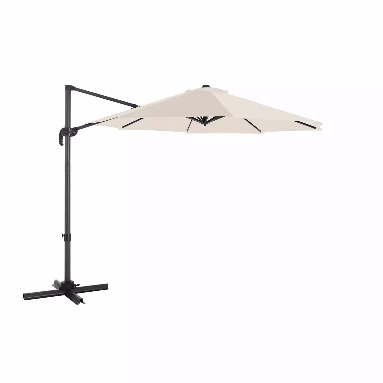 In And OutdoorMatch ombrellone a sbalzo Jada - ombrellone - 360 girevole - ombrellone da giardino - 300 cm - protezione UV fino a UPF 50+ - angolo di inclinazione regolabile - ombrellone da giardino - con manovella e supporto - bianco