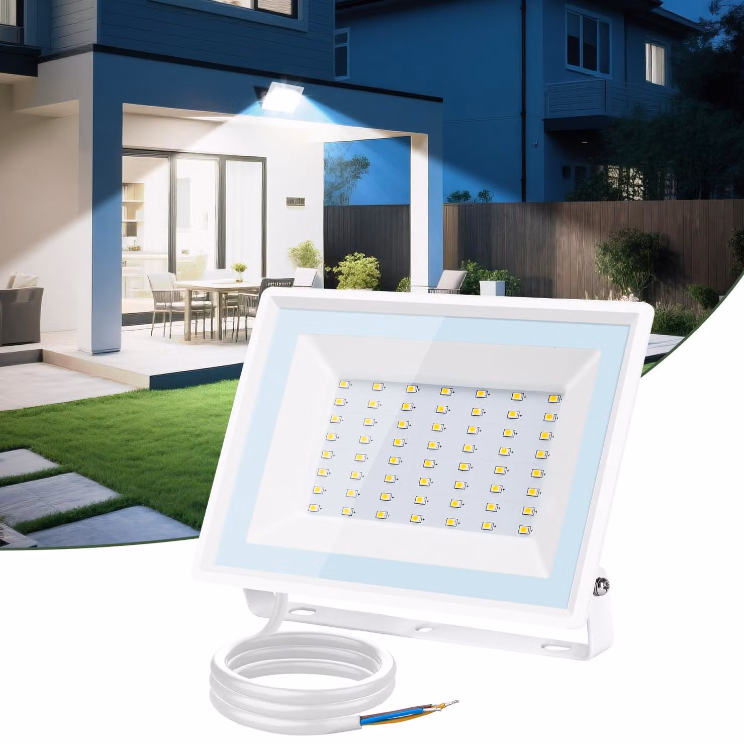 Aigostar, faretto LED da esterno, 50W, 4300LM, super luminoso, grado di protezione IP65, impermeabile, 6500K, luce bianca fredda, ideale per illuminazione di giardini, cortili, garage, hotel