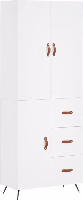 Credenza moderna DESIGN IN bianca in legno multistrato con ante a battente per sala da pranzo L: 69,5 cm, P: 34 cm, H: 180 cm