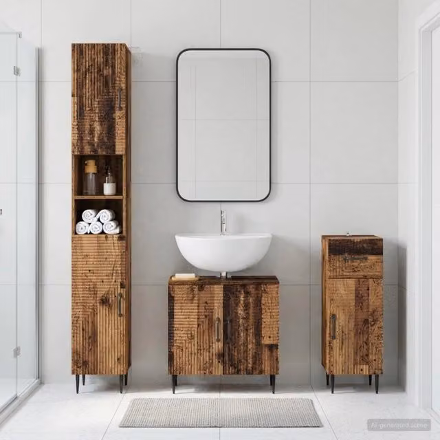 Set di armadietti da bagno in 3 pezzi HAARLEM Legno antico 3417862