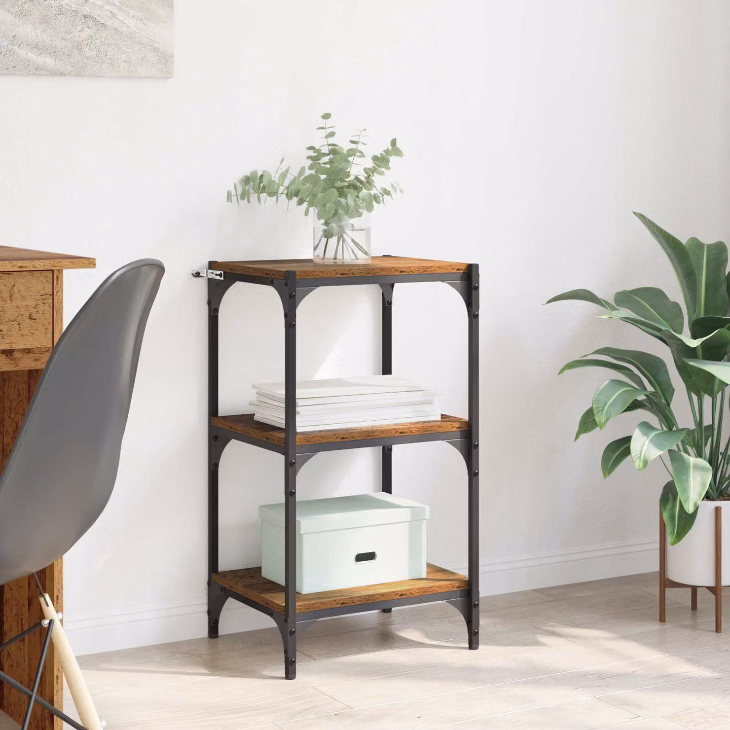Armadio per libri in stile industriale vidaXL in legno e metallo, nero e marrone, L 40 cm x P 33 cm x H 70,5 cm