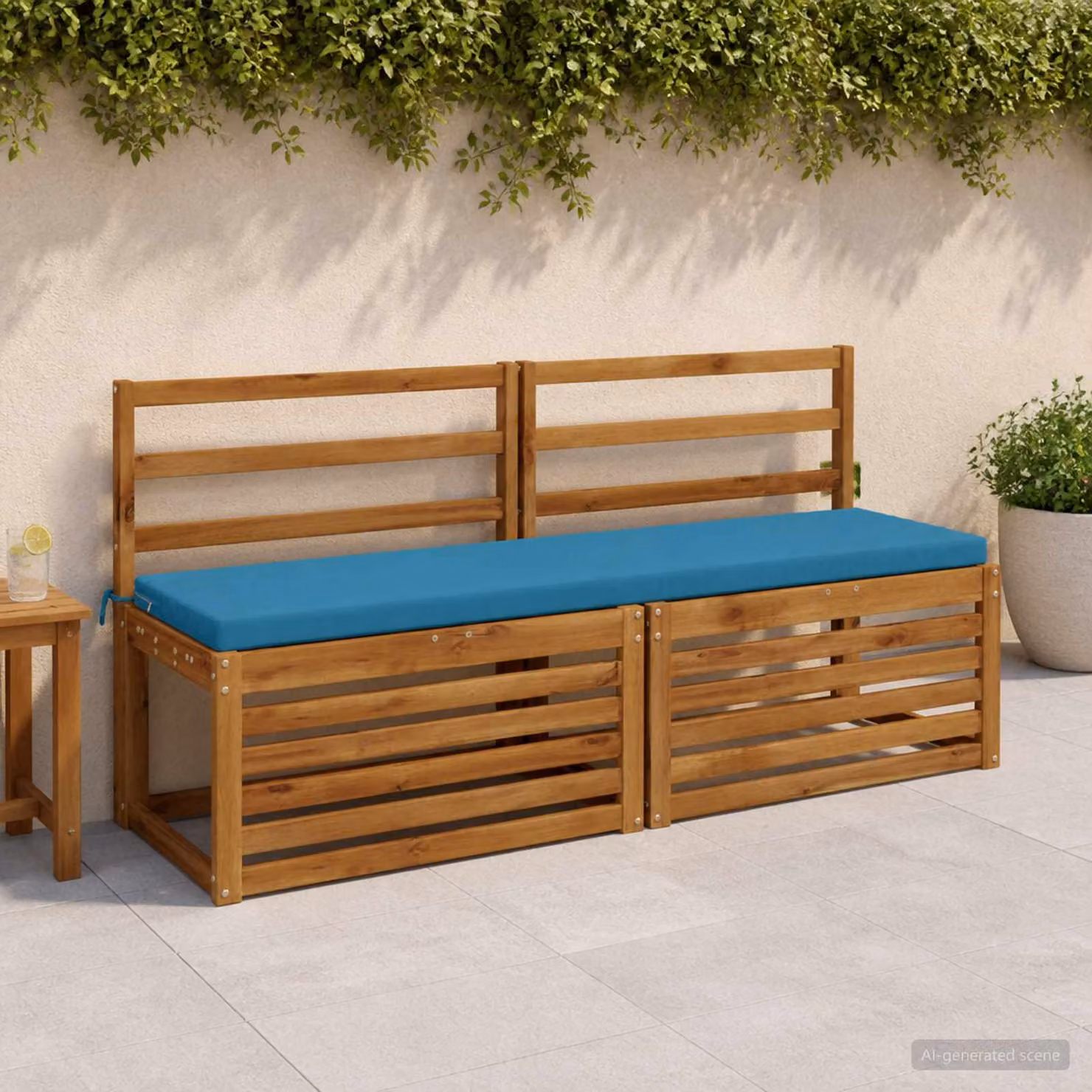 Set di 2 cuscini per panchina vidaXL SOEST in poliestere blu con imbottitura in schiuma e coperture lavabili