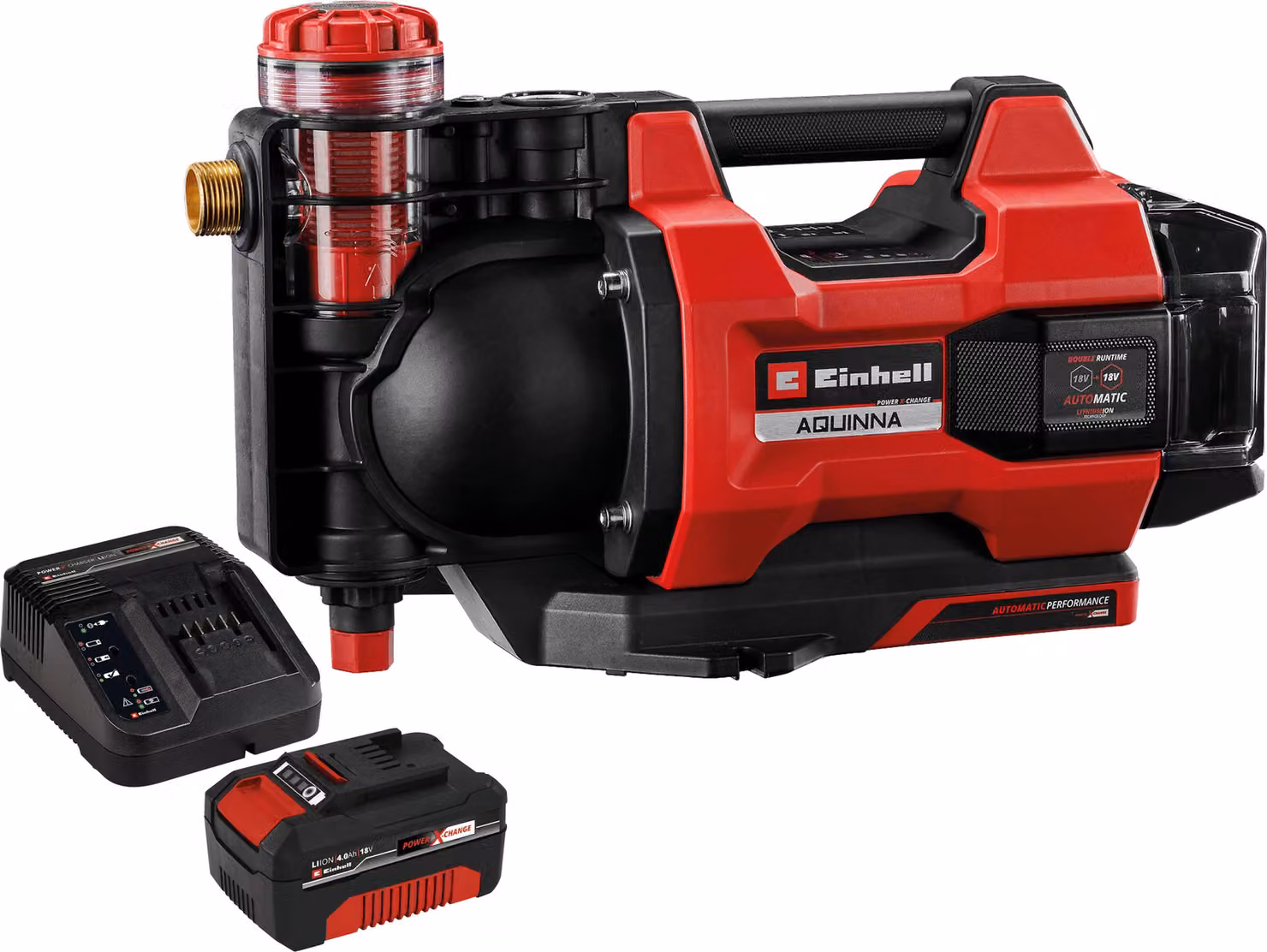 EINHELL Pompa da giardino automatica a batteria AQUINNA 18/30 F LED AUTOMATICA Kit (1x 4,0 Ah)