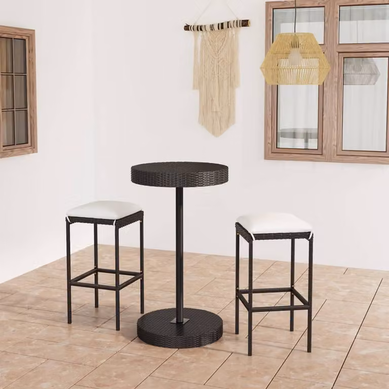 Maison Exclusive - Set Bar da Giardino 3 pz con Cuscini Polyrattan Nero