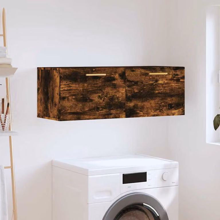 Mobile a parete vidaXL in legno multistrato e MDF, Rovere Fumo, L 100 x P 36,5 x H 35 cm