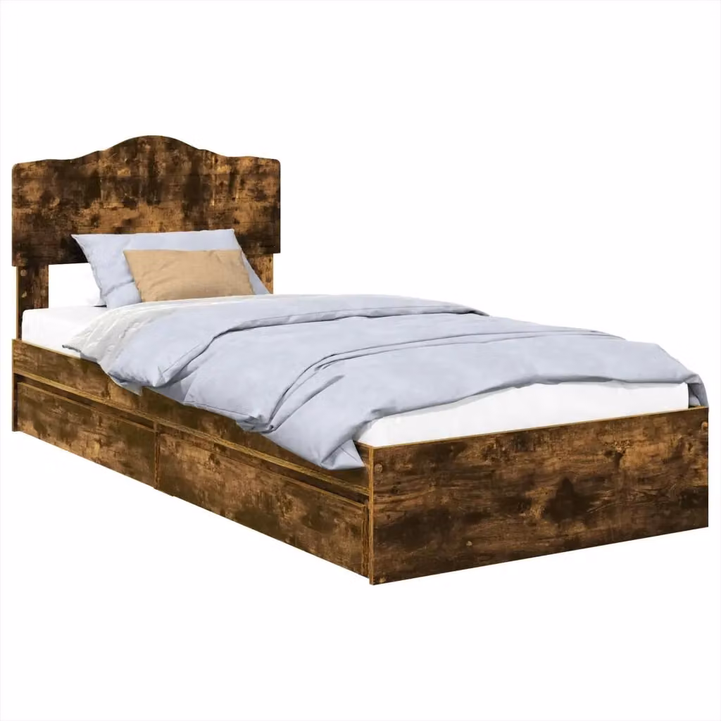 Letto con contenitore e cassetto vidaXL in legno rovere fumé marrone L/P: 90 x 200 cm – 2